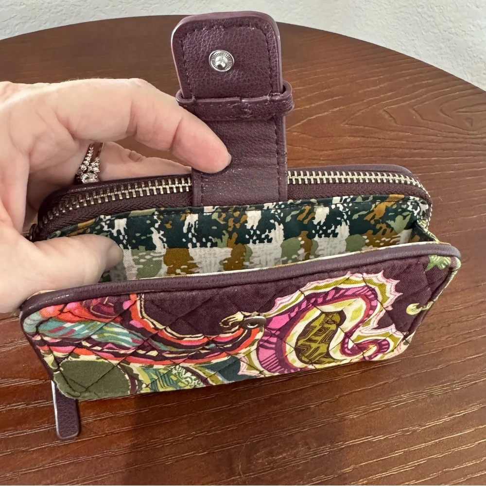 Vera Bradley Quilted Multicolor Wallet Wristlet Plum Burgundy Pink Green - Picture 7 of 14